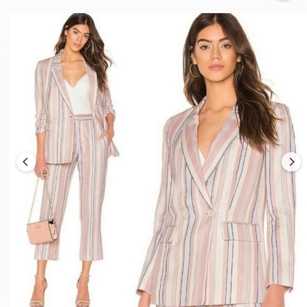 Rebecca Minkoff | Grace Pastel Stripe Linen Blend Blazer 4 - Picture 6 of 6